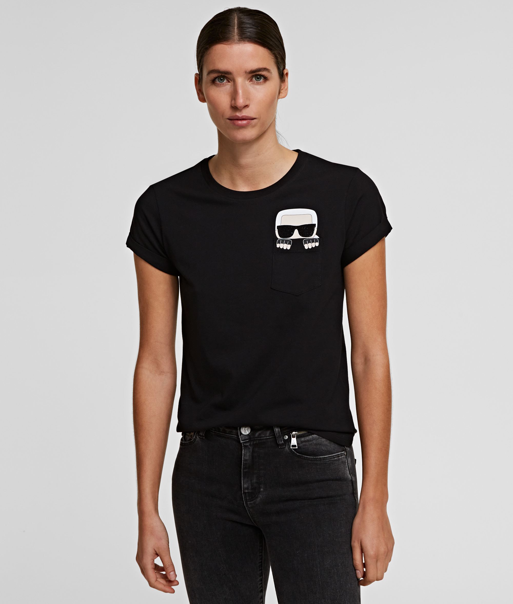Camiseta Karl Lagerfeld con bolsillo K/Ikonik negro